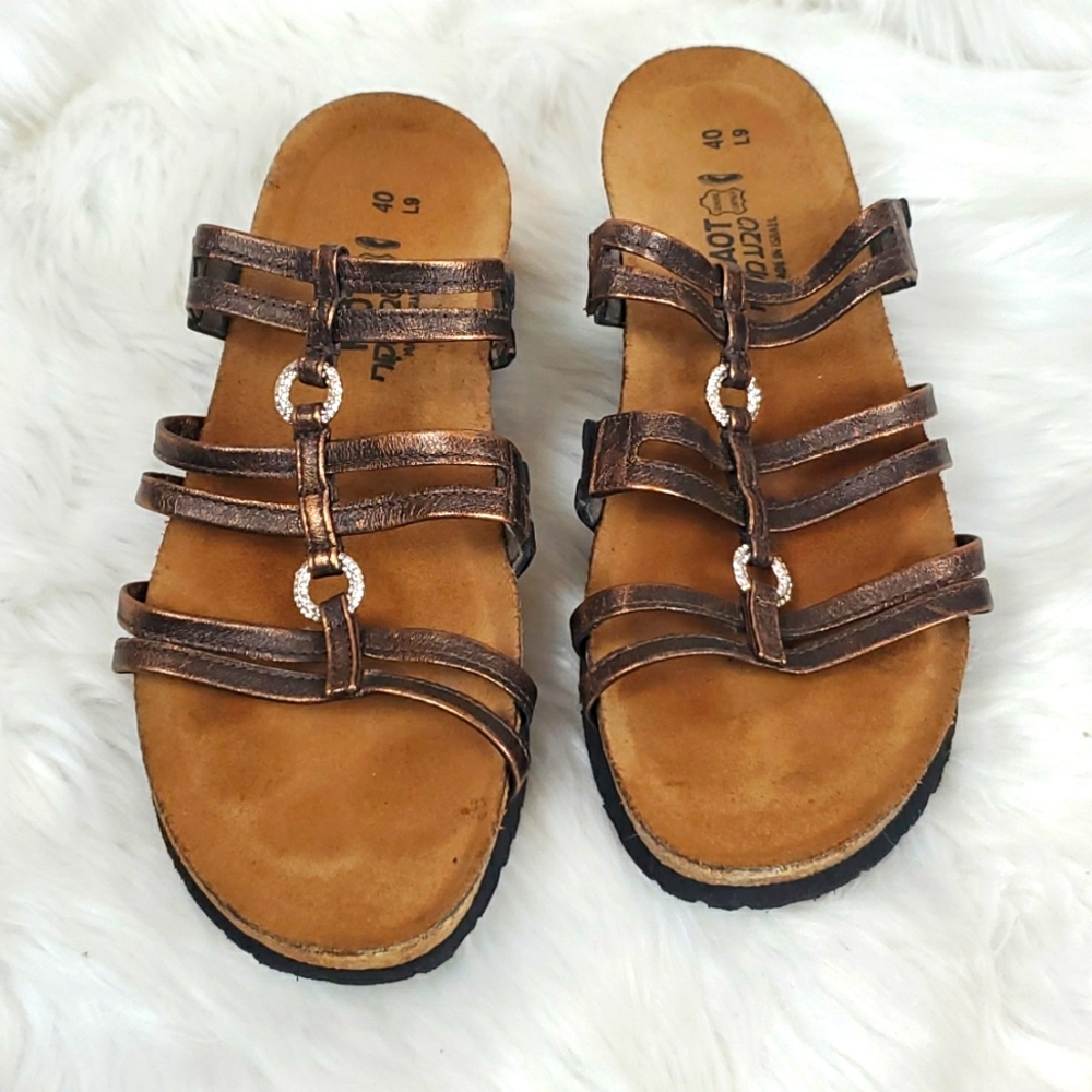 Naot leather strips sandals shoes women size 9